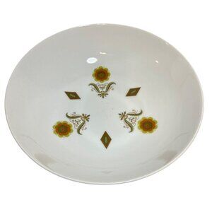 Yamato Serving Bowl Floral Ceramic Retro Orange Green Casual Fine China MCM Vtg